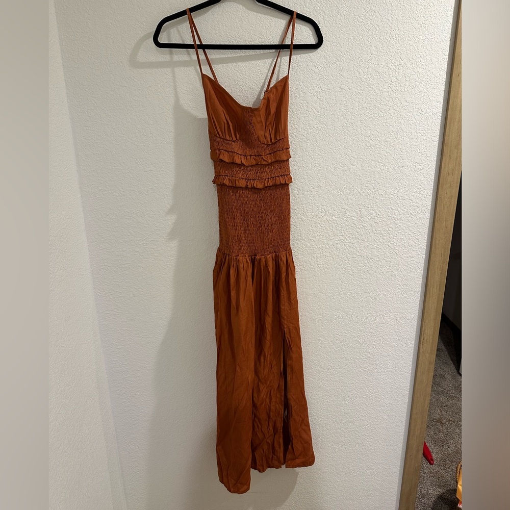 Orange Asymmetrical Midi Dress